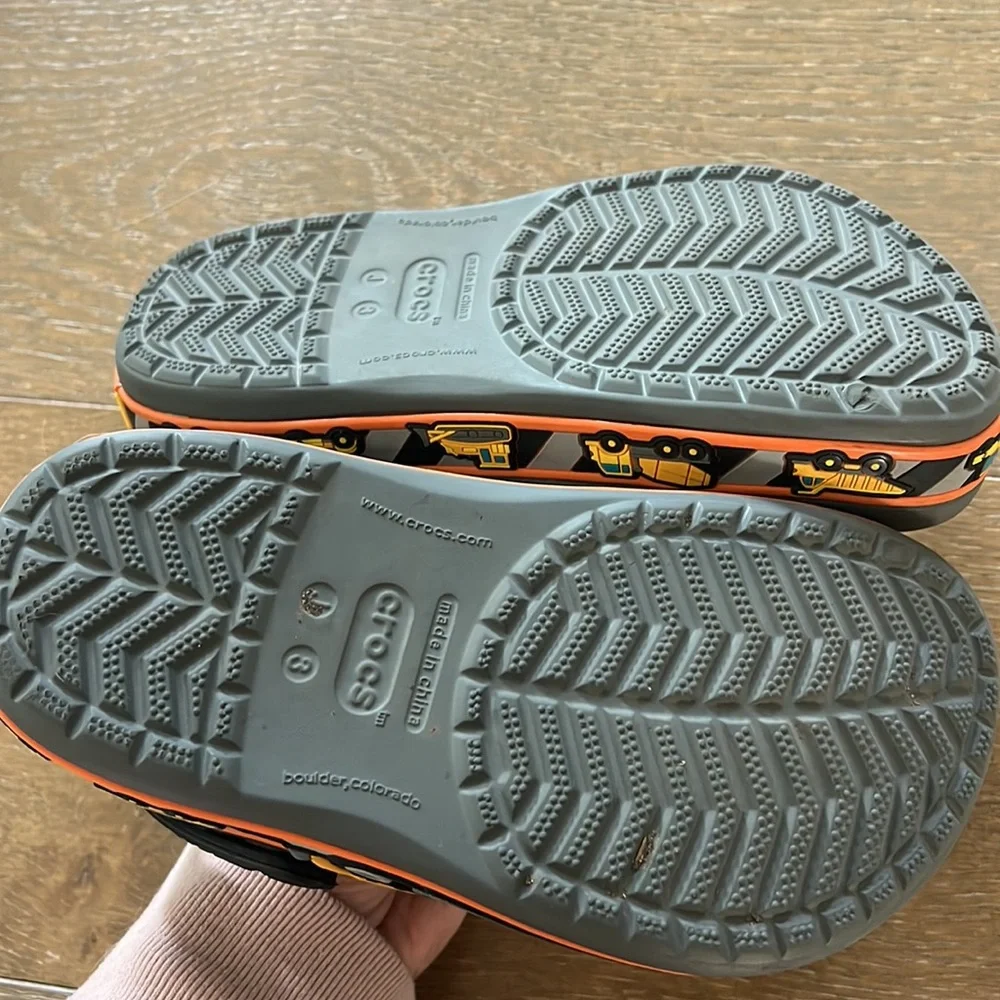 Crocs Crocband Fun Lab Graphic Construction Digger Slip On Clog Shoe | 3Y